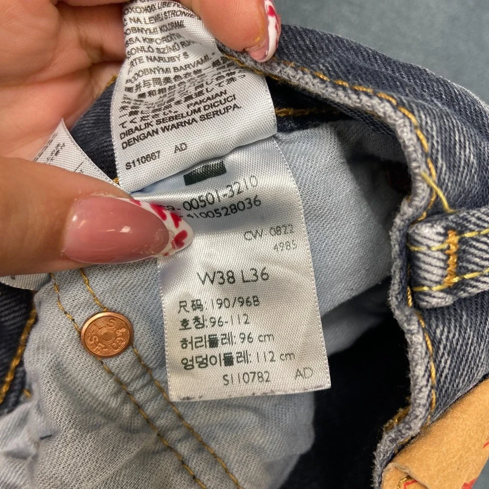 Levi's 501 Jeans Mens 38 Black Denim Straight Medium Wash High Rise Original Fit
